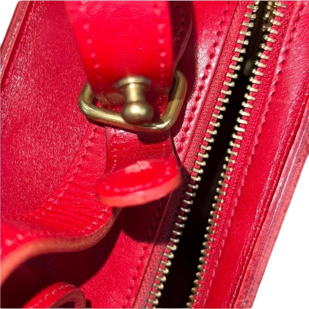 Minor History Red Leather Crossbody Bag – Square Top Handle Purse, YKK Zipper
